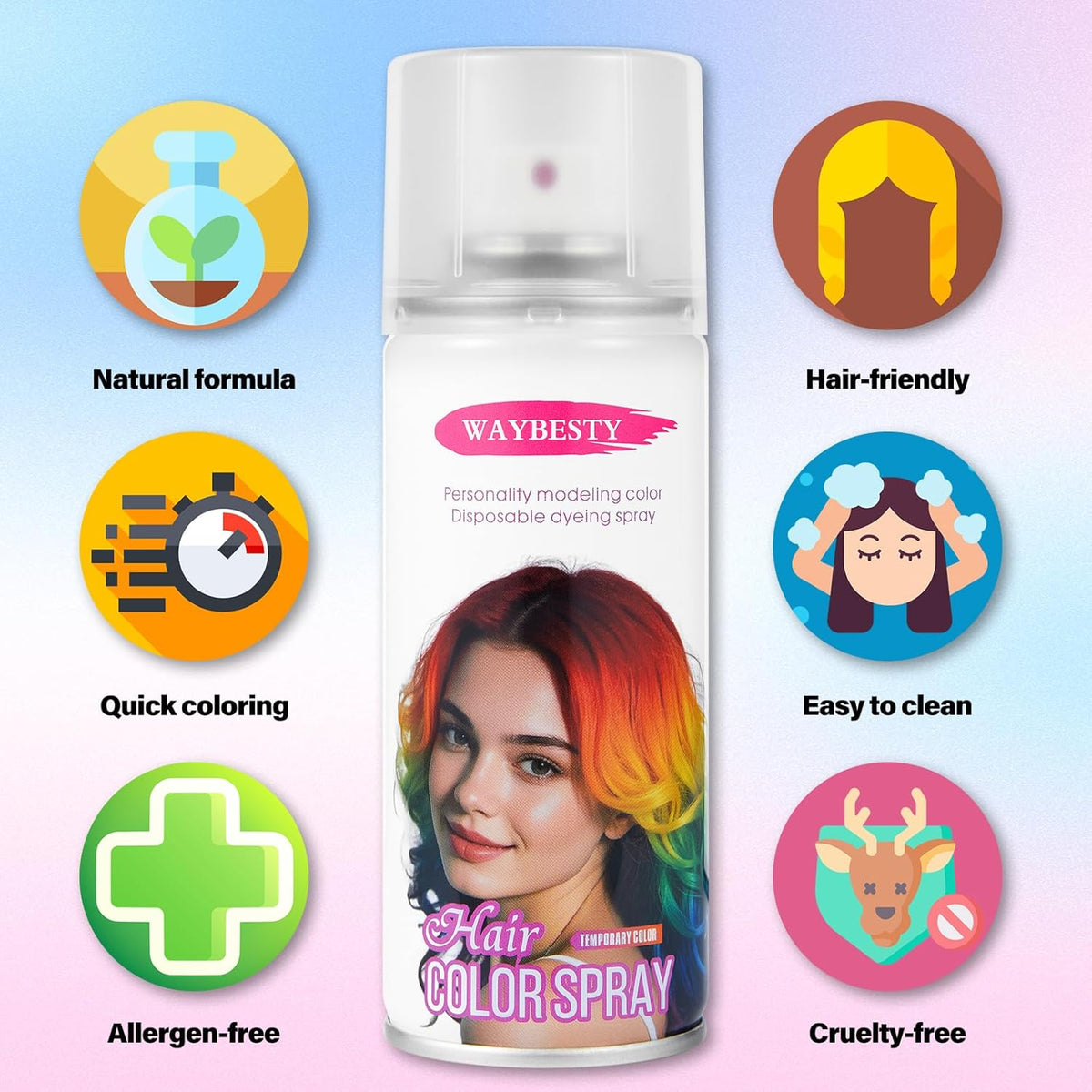 Temporary Hair Color Spray For Kids Women Men, Temporary Hair Dye Washable Hair Color Wax