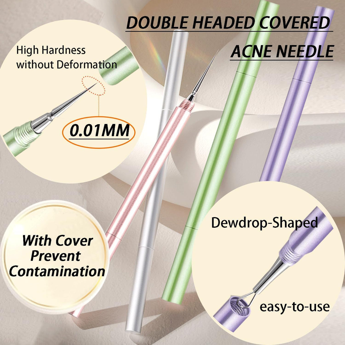 2-in-1 Professional Stainless Steel Acne Removal Needle, Whitehead & Blackhead Remover Tool