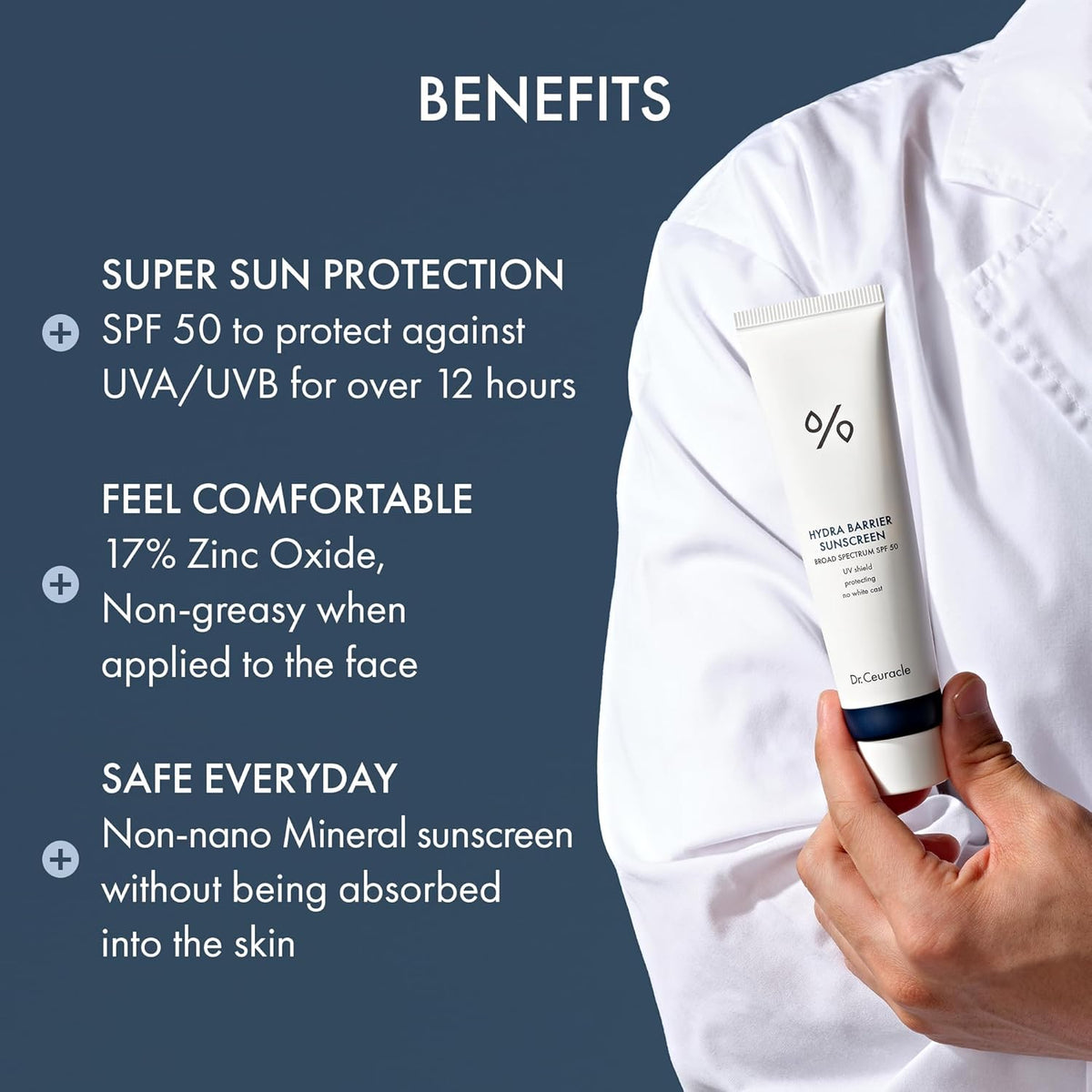 Dr.Ceuracle Hydra Barrier Mineral Sunscreen Broad Spectrum SPF 50 - Korean Sunscreen with Zinc