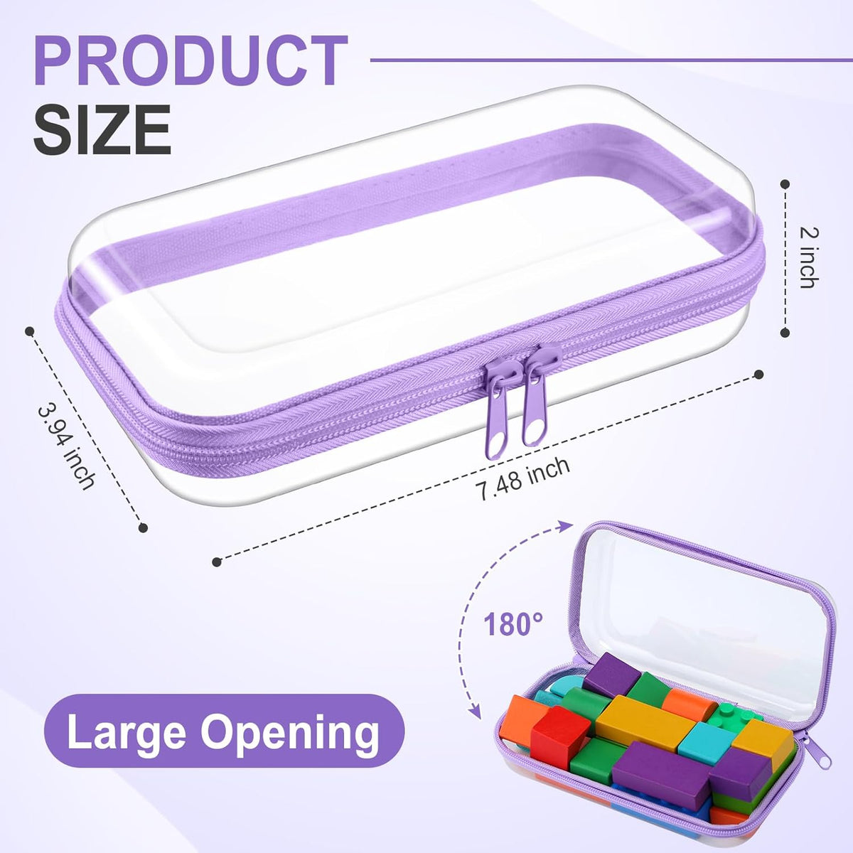 Hoolerry 4 Pcs Hard Clear Zipper Case Makeup Bags Plastic Pencil Pouch Transparent Storage Box