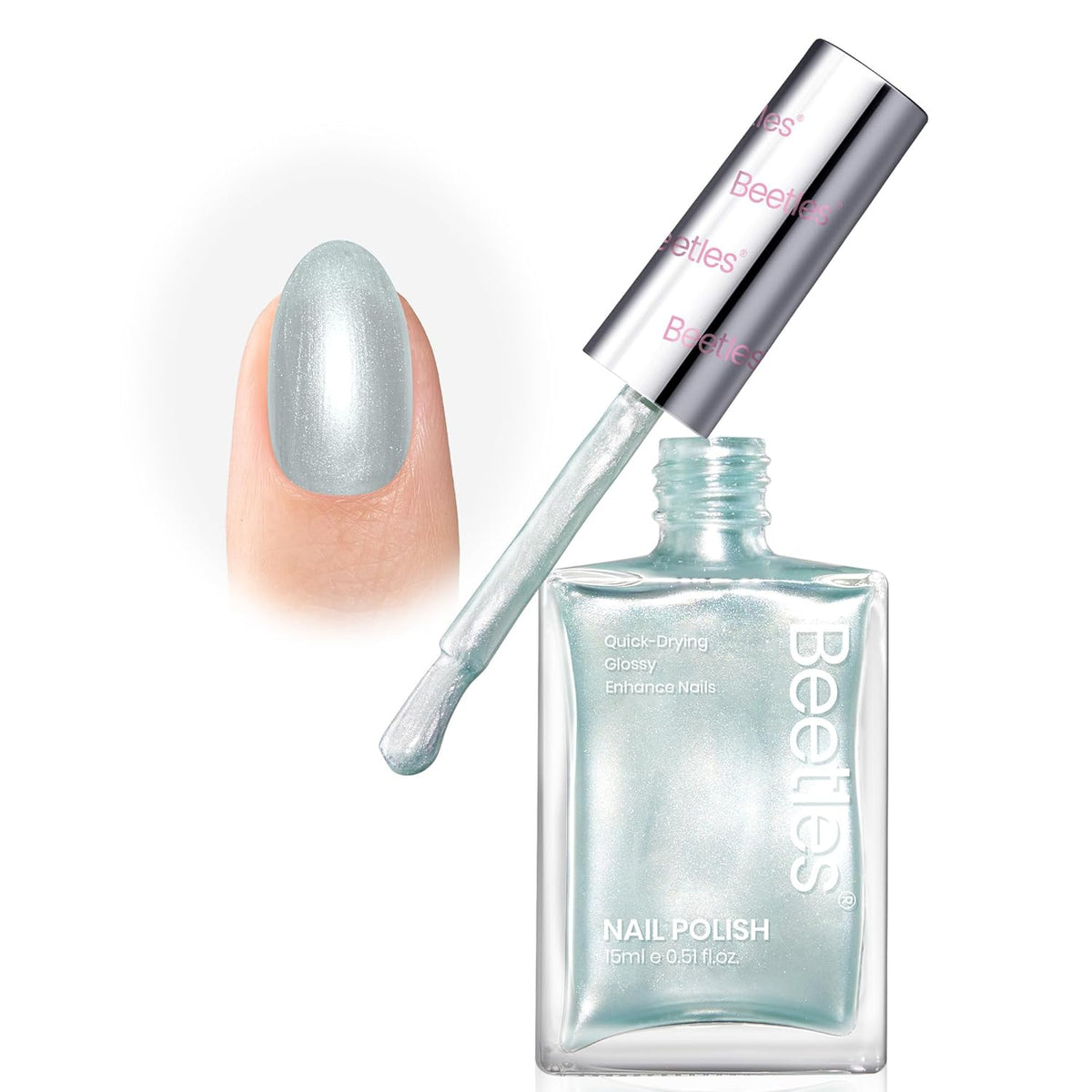 Beetles Pearl Nail Polish Set - 15ml Blue Quick Drying Nail polish Shimmer Glitter Fingernail