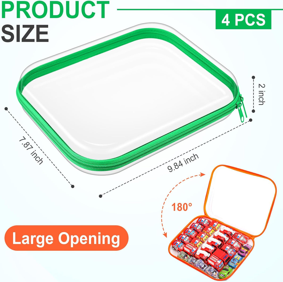 Hoolerry 4 Pcs Hard Clear Zipper Case Makeup Bags Plastic Pencil Pouch Transparent Storage Box