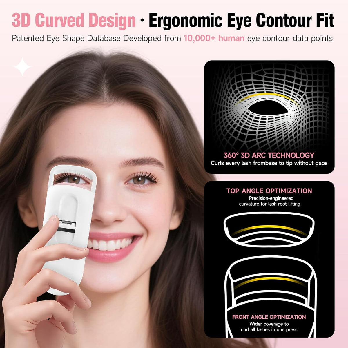 DUDUDU Heated Eyelash Curler, Portable Travel-Size Mini Electric Heated Lash Curler - 2-Level