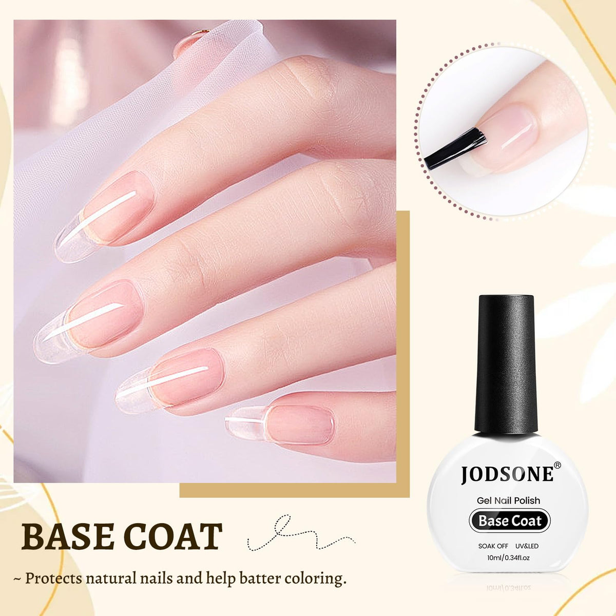 JODSONE 3Pcs 10ml Top and Base Coat Gel Nail Remover Set Gel Nail Remover for Quick and Easy at