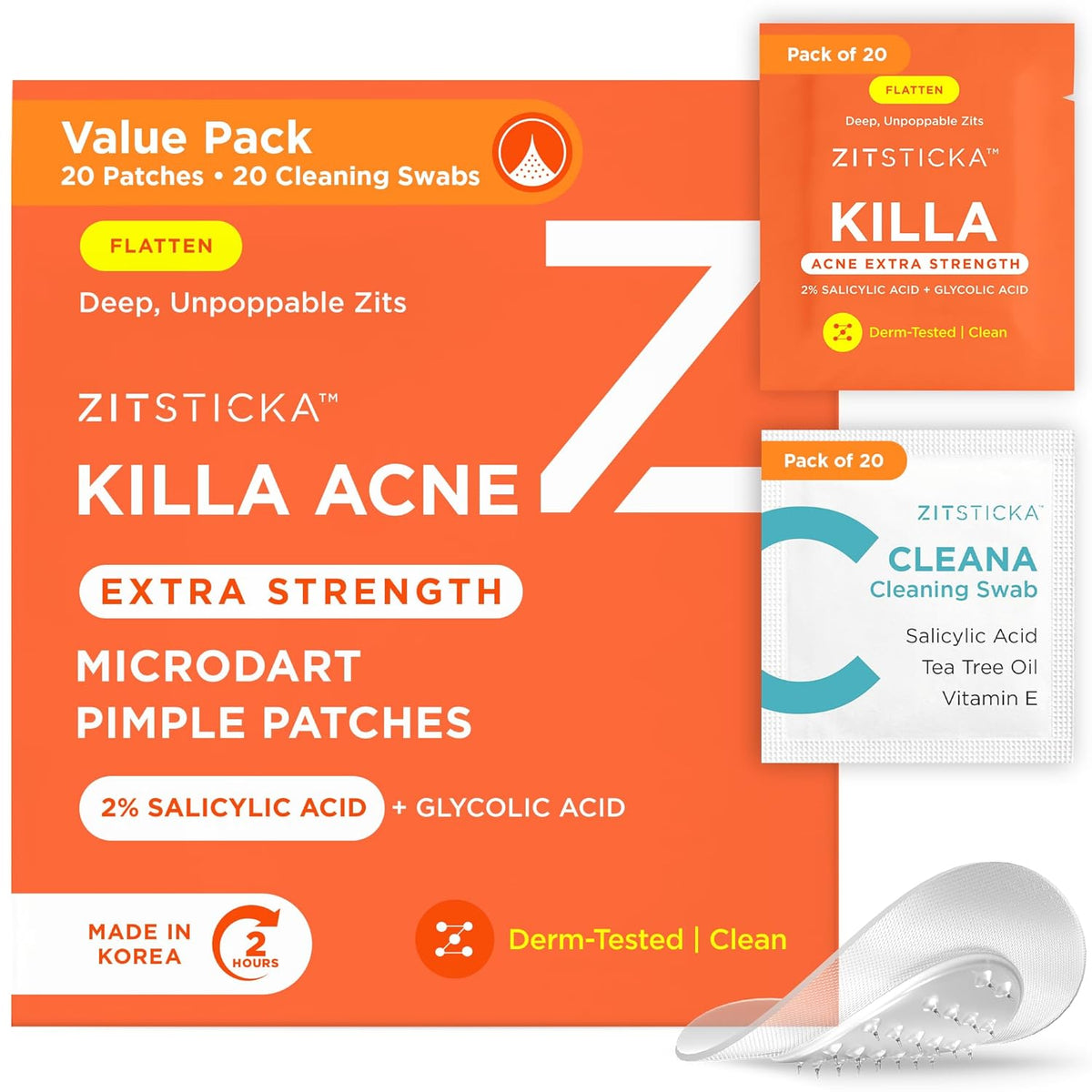 ZitSticka Extra Strength Killa Acne Patches for Face - World's Most Potent Pimple Patch with