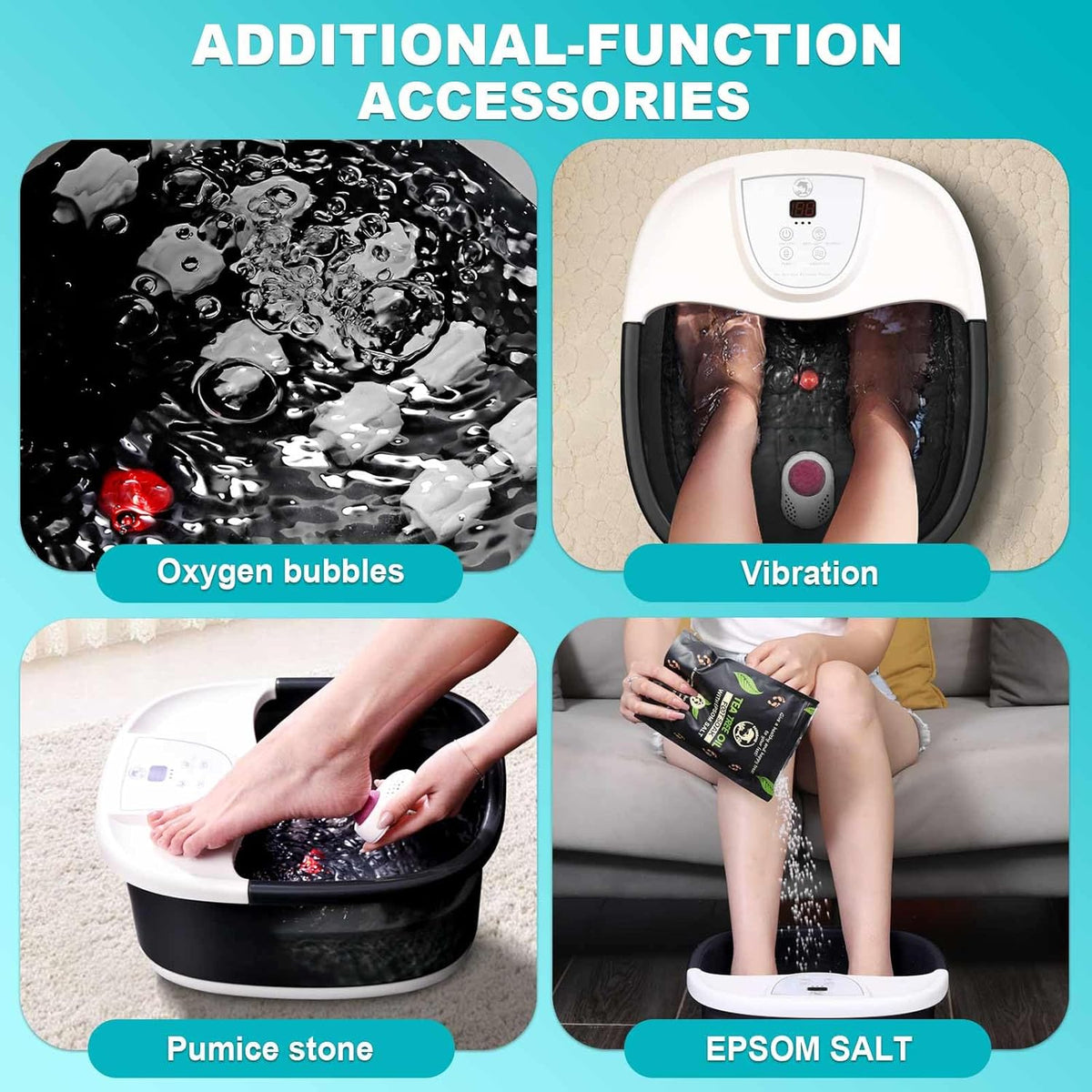 Foot Spa Bath Massager with Heat [2025 Upgraded], Jets, Vibration, Adjustable Temp, Bubbles, Epsom
