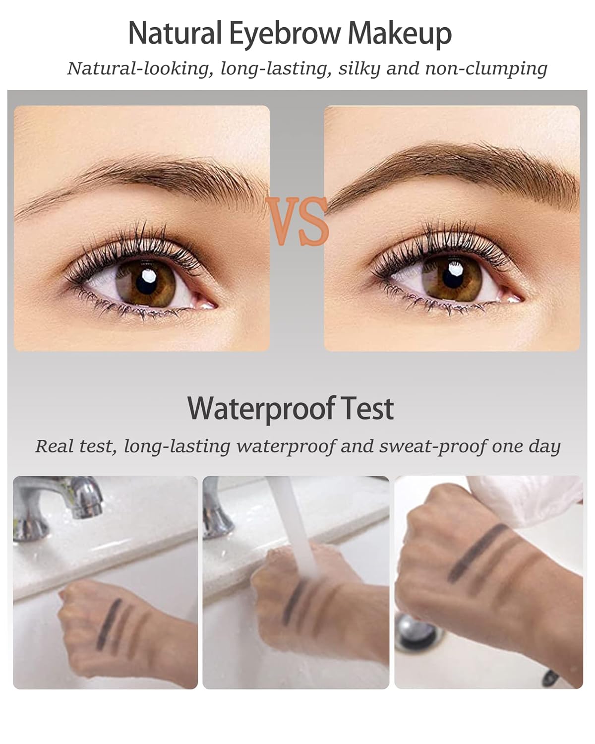 Eyebrow Powder Makeup Kit-3 Colors Eye Brow Powder Palette Long-Lasting Waterproof, Black Brown