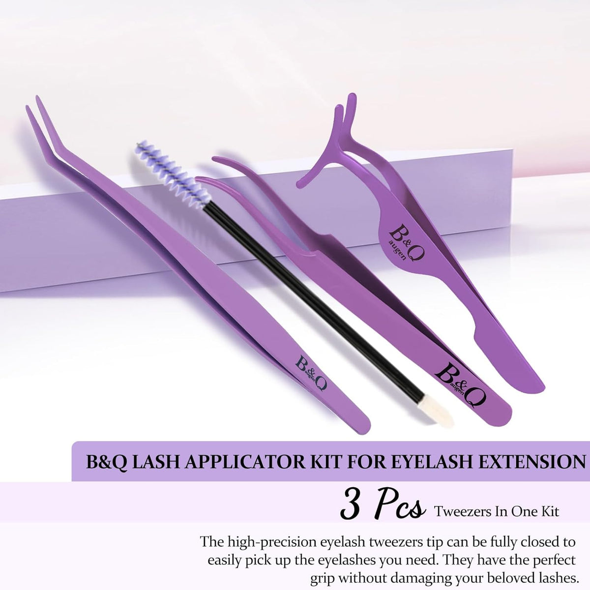 Eyelash Applicator Tool 3 PCS Lash Applicator Tool Kit Lash Tweezers for Eyelash Extensions