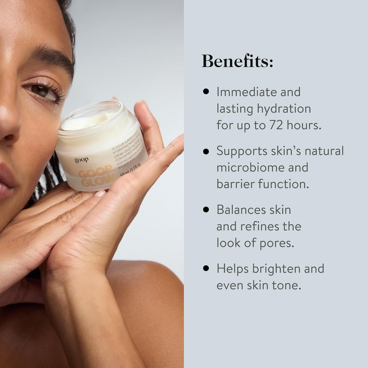 goop Beauty 72-Hour Hydrating Water Cream | Matte Moisturizer for All Skin Types | Niacinamide &