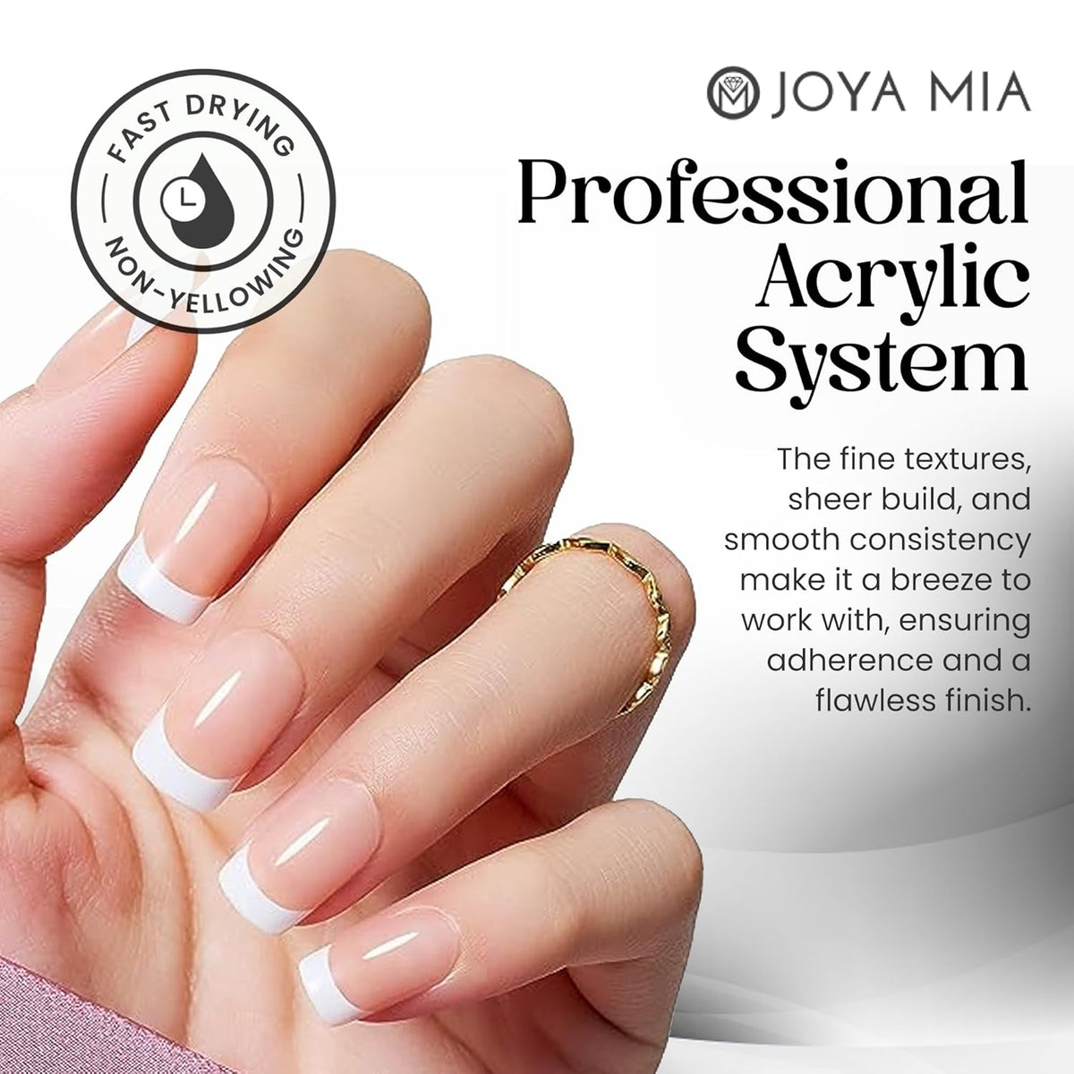 Joya Mia Acrylic Powder for Nails, MMA-Free, Super Adhesion Professional Powder for Flawless &