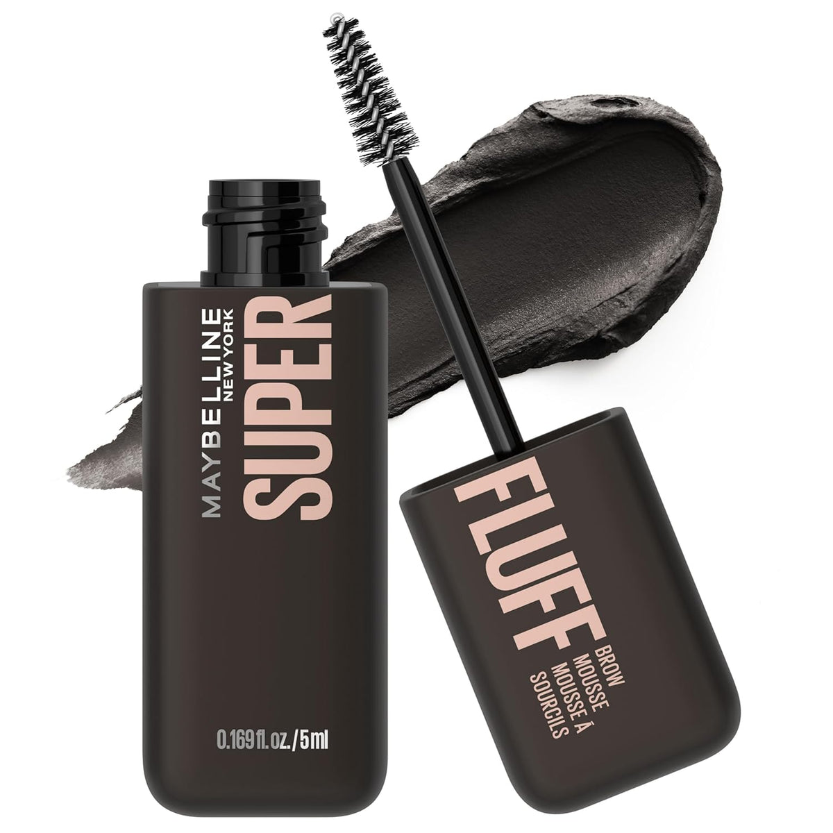 Maybelline Superfluff Volumizing Brow Mousse, All Day Tinted Brow Gel For Soft Full Brows, Black, 1