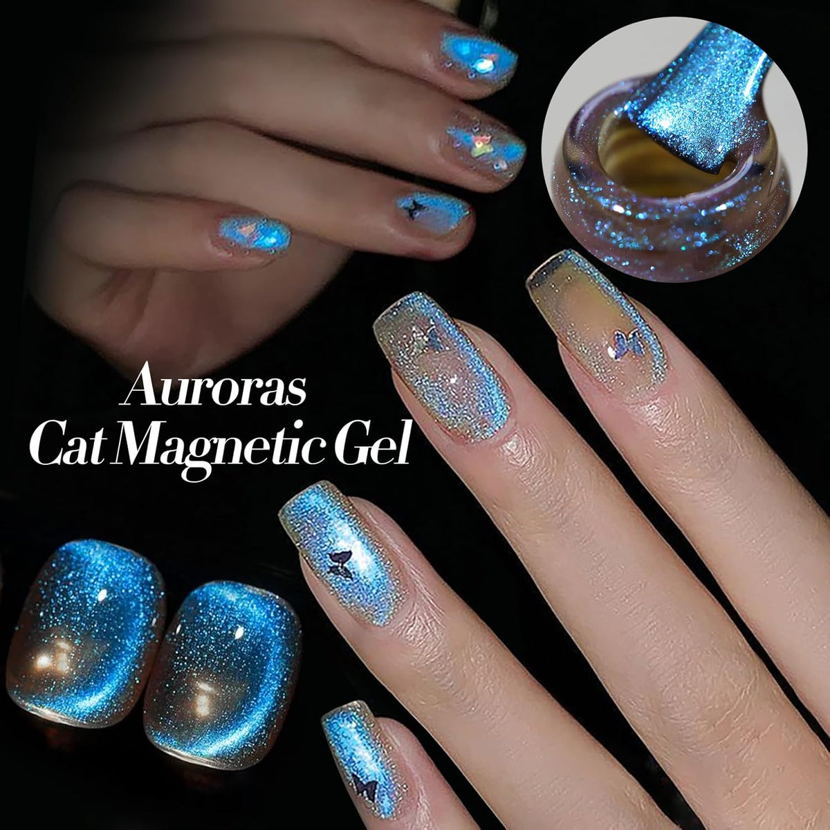 Born Pretty Cat Magnetic Eye Gel Nail Polish Aurora Mermaid Blue Purple Pink Yellow Red Gel Polish