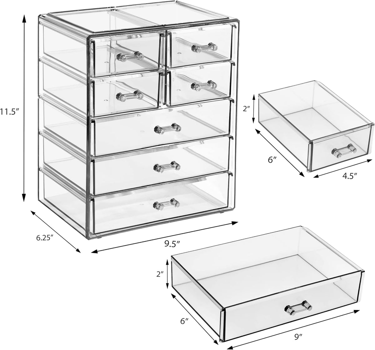 Sorbus Acrylic Makeup Organizer Set, 7-Drawer Vanity & Countertop Cosmetic Storage with Small &