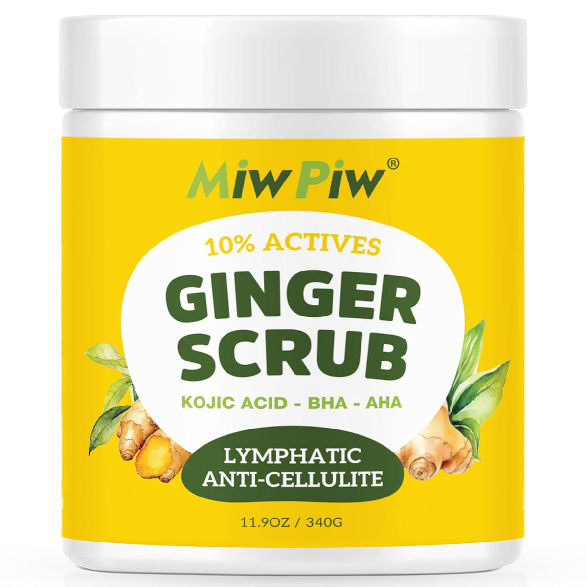 Ginger Body Scrub with AHA/BHA – Lymphatic Drainage, Exfoliating, Anti-Cellulite, Skin Firming