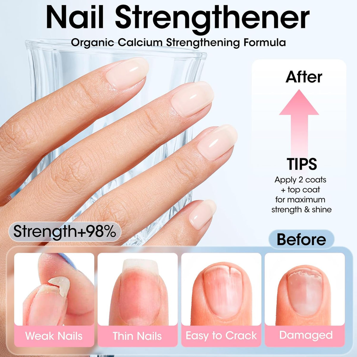 GELLEN 4‑in‑1 Clear Nail Polish Base Coat Sheer Tinted Cream Milky, Ridge Filler For Nails, Nail