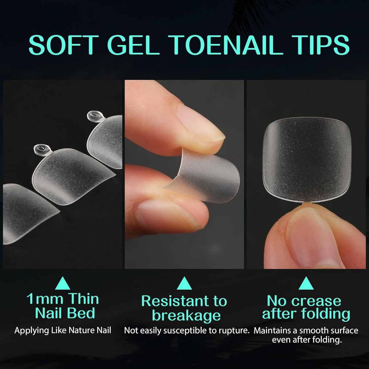 UNA GELLA Toe Nail Tips 504Pcs Short Square False Soft Gel Full Cover Fake Toe Nails Matte Toe