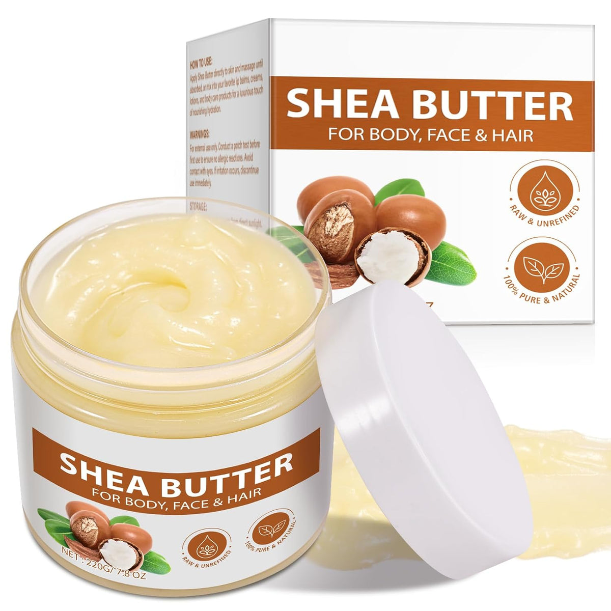 Shea Butter Raw Organic, Natural Raw Unrefined Shea Butter Hand Cream, Moisturizing and Locking
