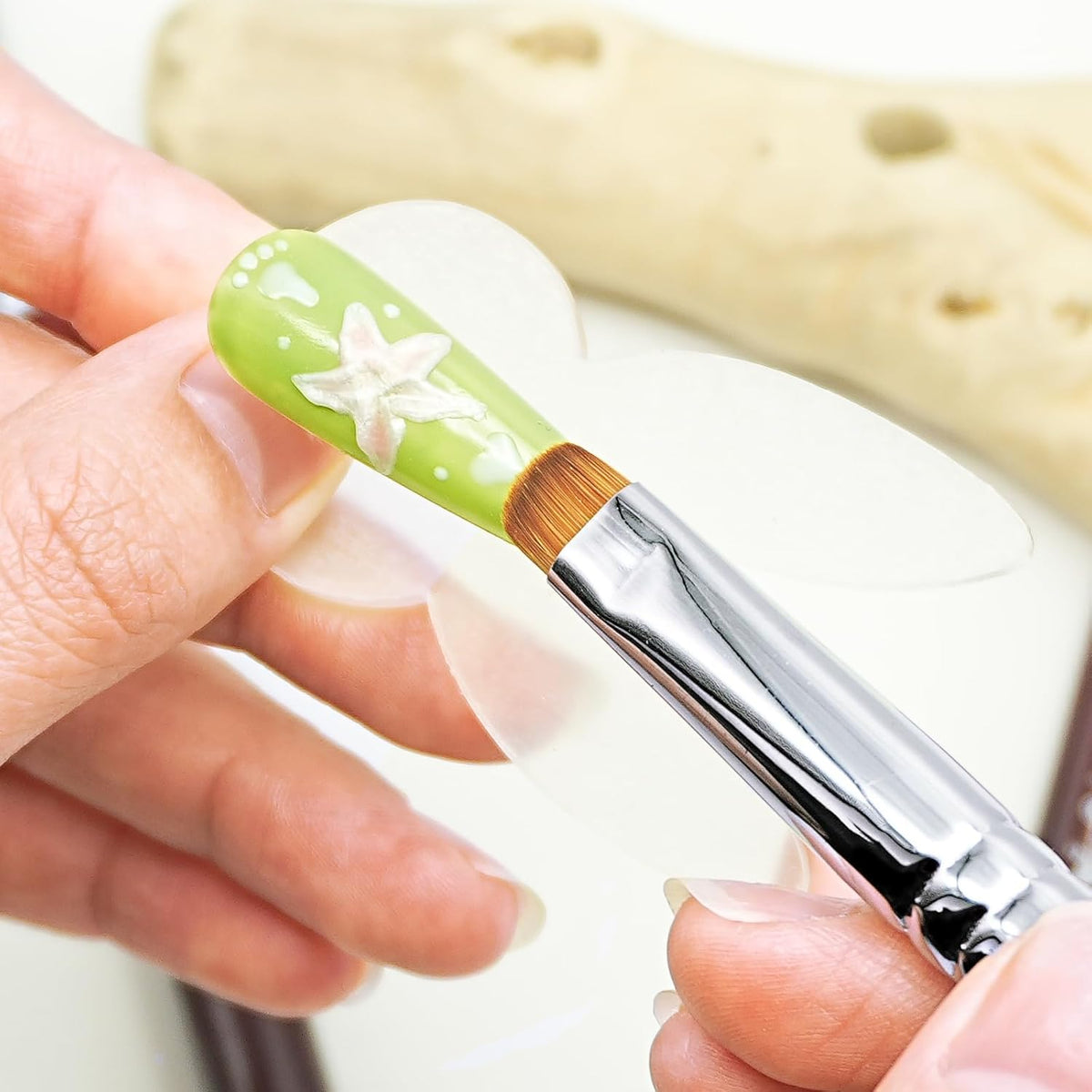 4Pcs Professional Acrylic French Manicure Clean-Up Brushes & Dotting Pens - Red Wood Handles