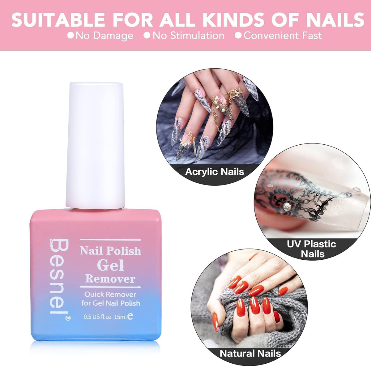 Gel Nail Polish Remover 10 Pack Professional Gel Polish Remover Non-Irritating Quick Easy, Nail