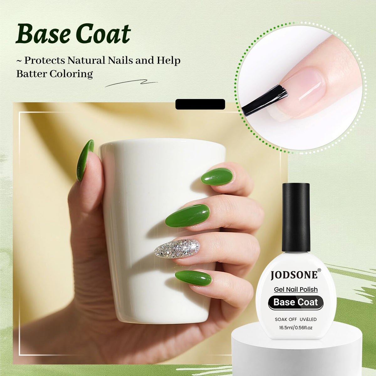 JODSONE 3Pcs 16.5ml Top Coat And Base Coat Set with Builder Gel No Wipe Top Coat Base Gel Builder