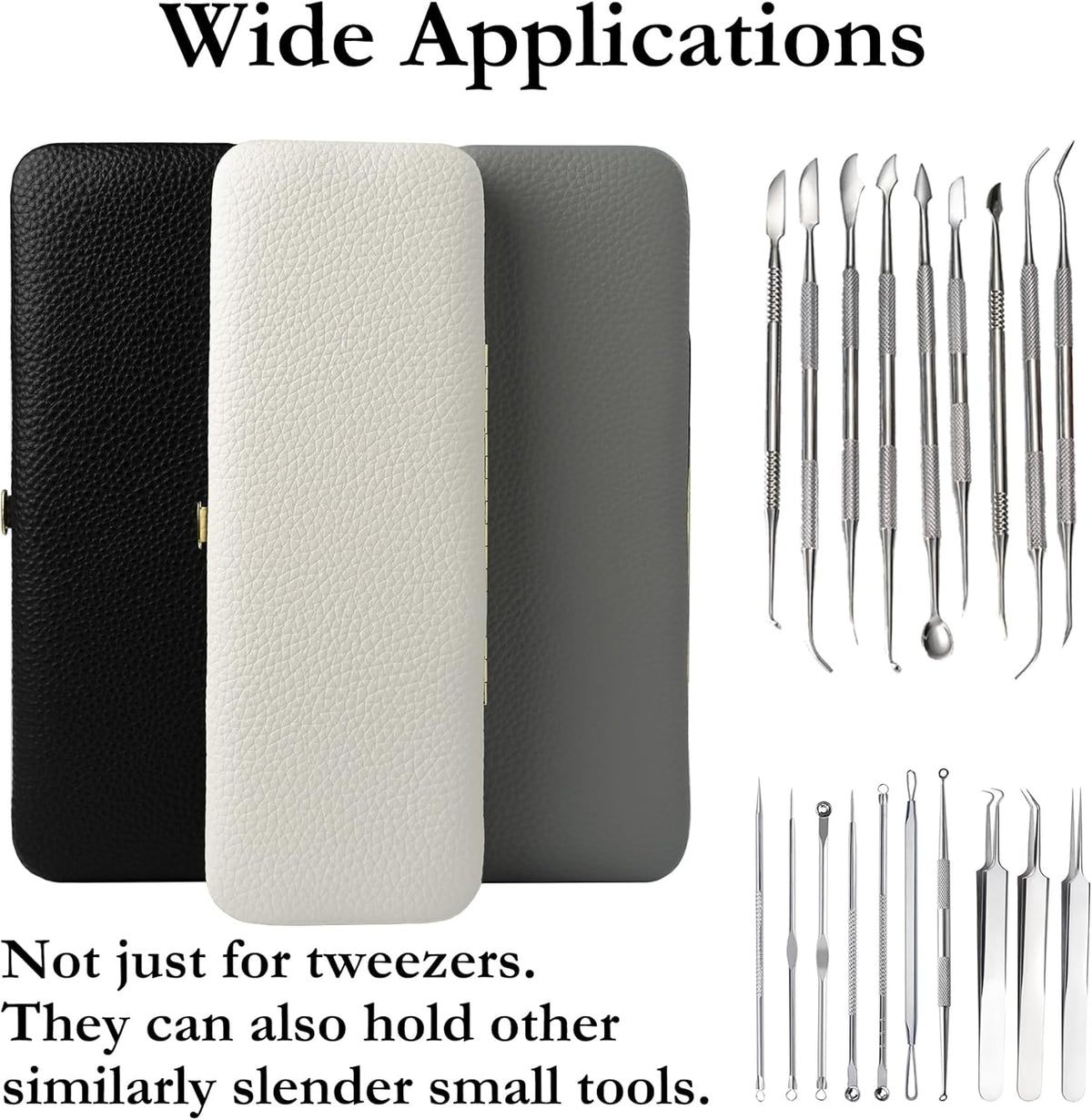 Lash Tweezers Organizer, Eyelash Extension Tweezers Bag, Soft PU Leather 8 Positions Rounded