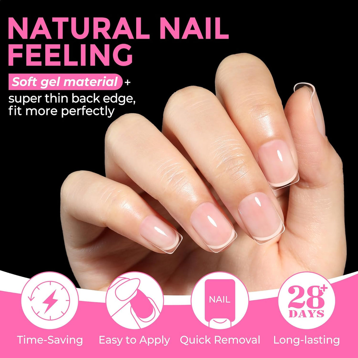UNA GELLA Extra Short Square Nail Tips XS 216pcs Pre-shape Extra Short Square Press on Nails Gel