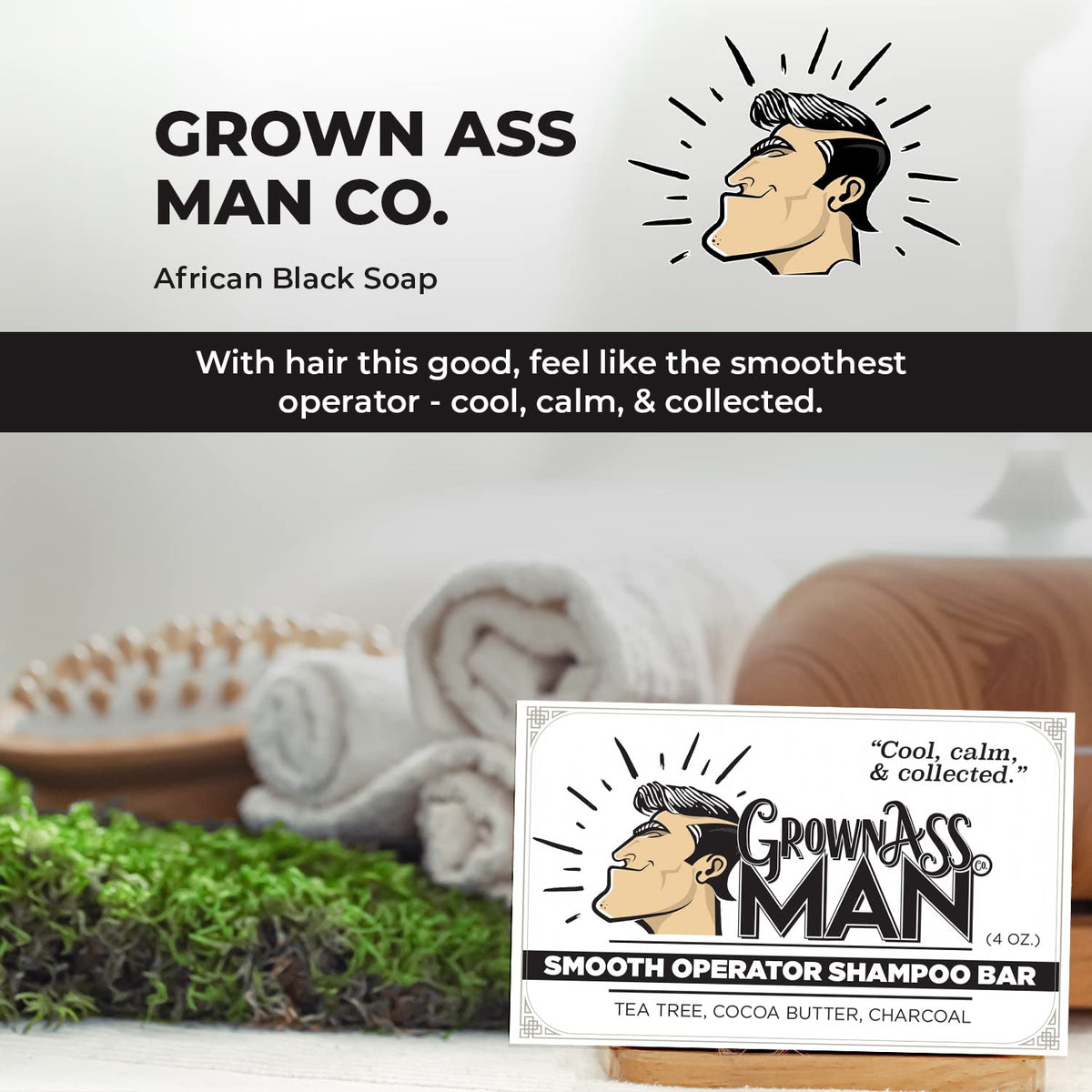 Solid Shampoo Bar Rich Lather 3 in 1: Hair, Beard & Body Wash - Plastic Free & Eco-Friendly