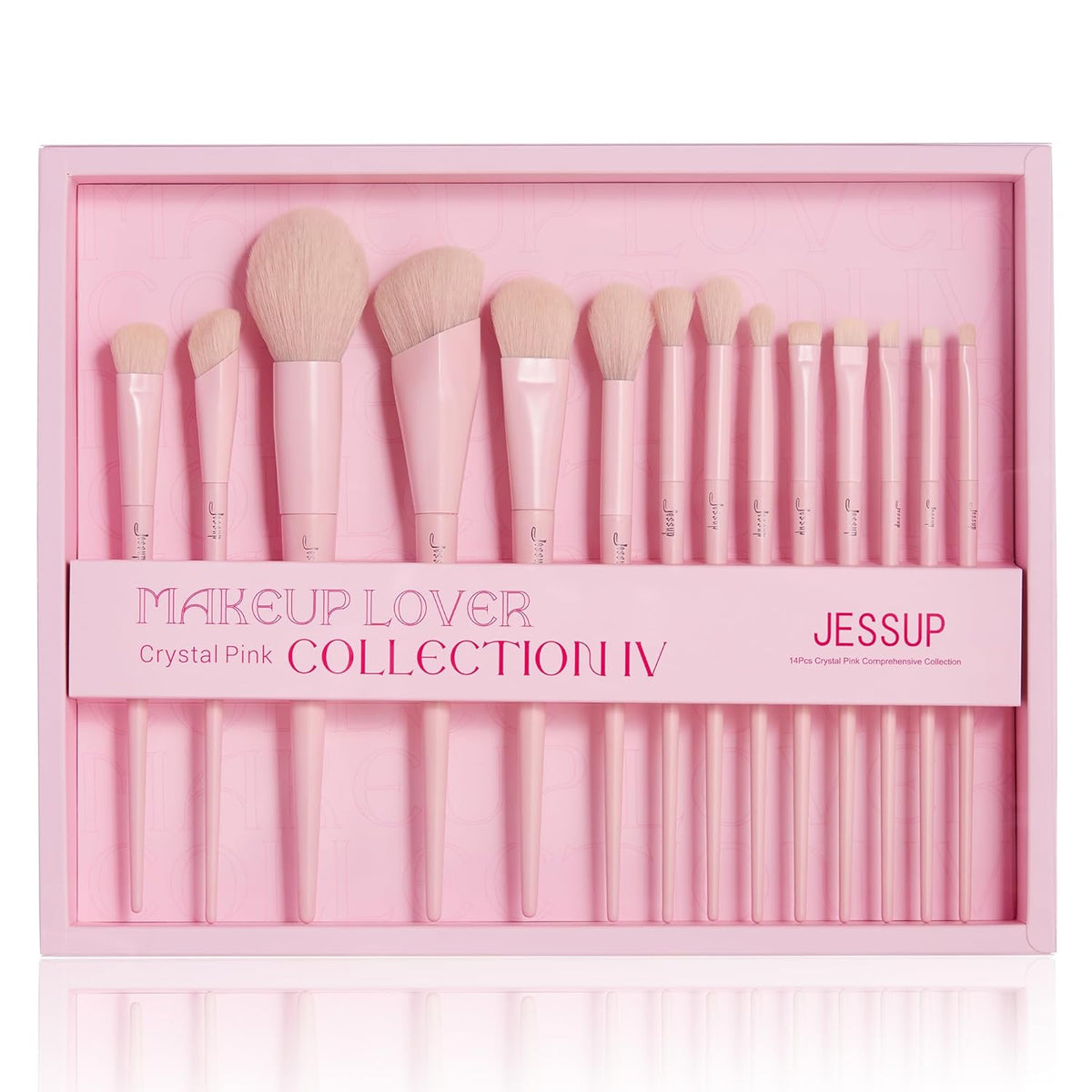 Jessup Pink Makeup Brushes Set 14Pcs Make up Brushes Premium Vegan Foundation Concealer Blush