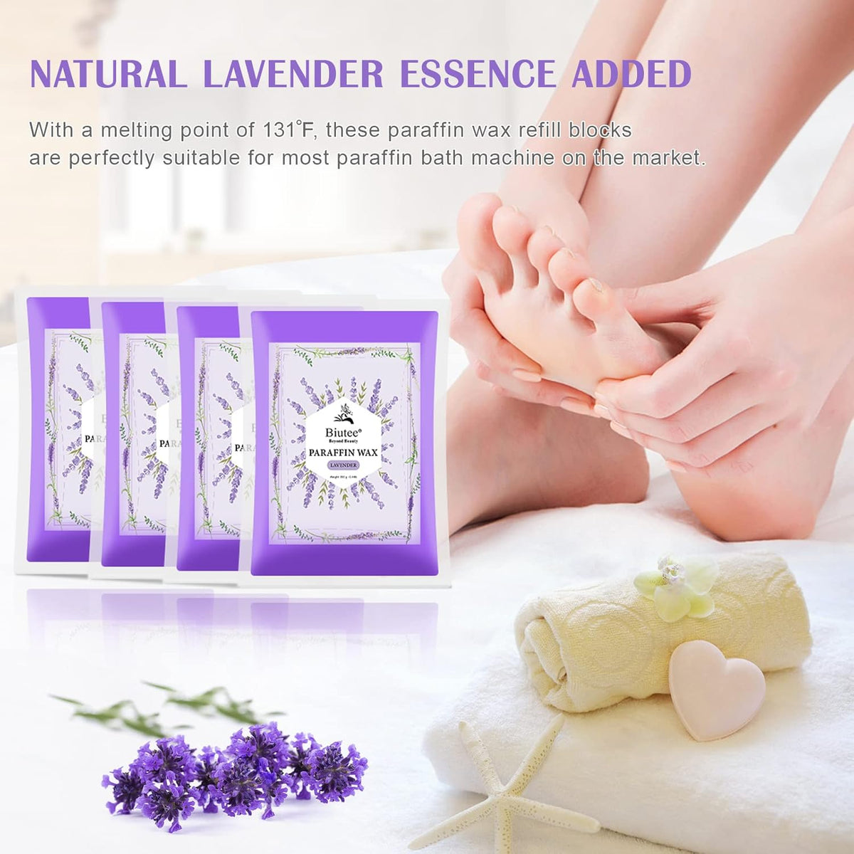Biutee Paraffin Wax Machine Touchscreen 3500ml Paraffin Wax Warmer with 4 Pack Lavender Wax 30Min