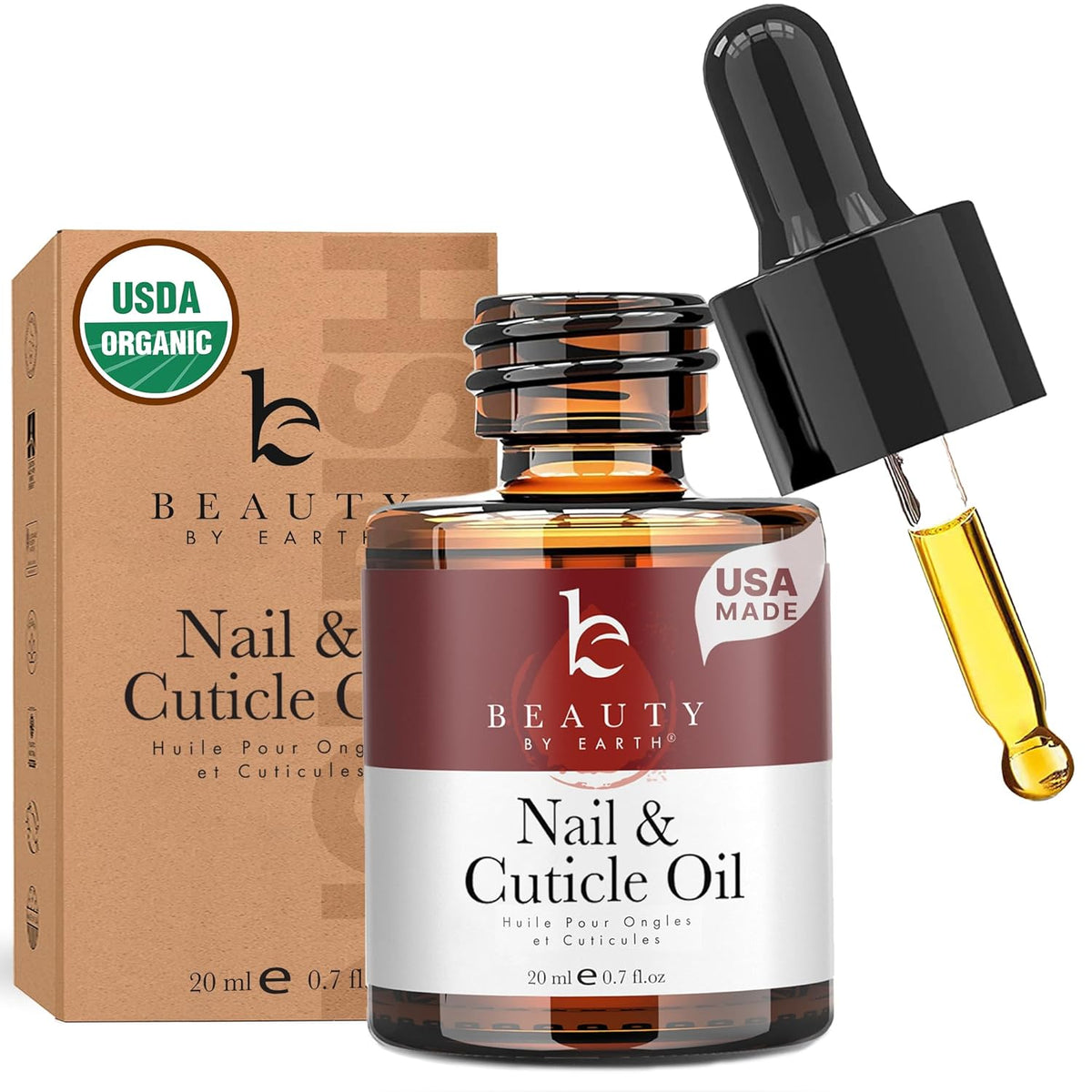 Organic Nail and Cuticle Oil - USA Made Nail Oil for Growth & Strength with Jojoba and Vitamin E