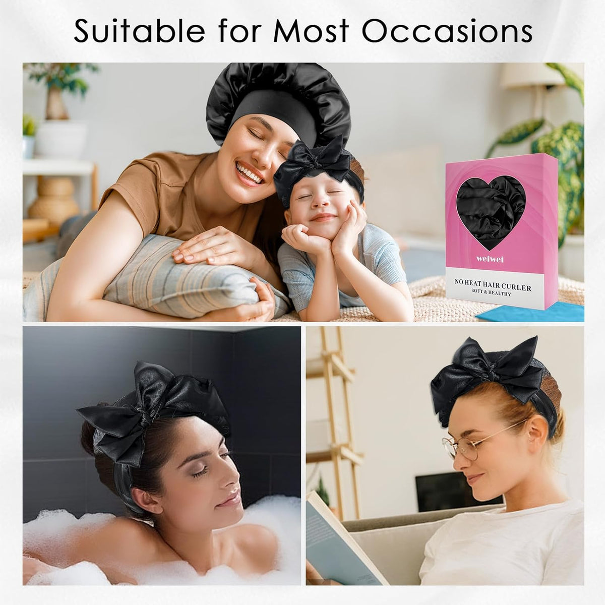 weiwei Satin Heatless Curlers Hair Curler, No Heat Curls Overnight Hair Curlers to Sleep In