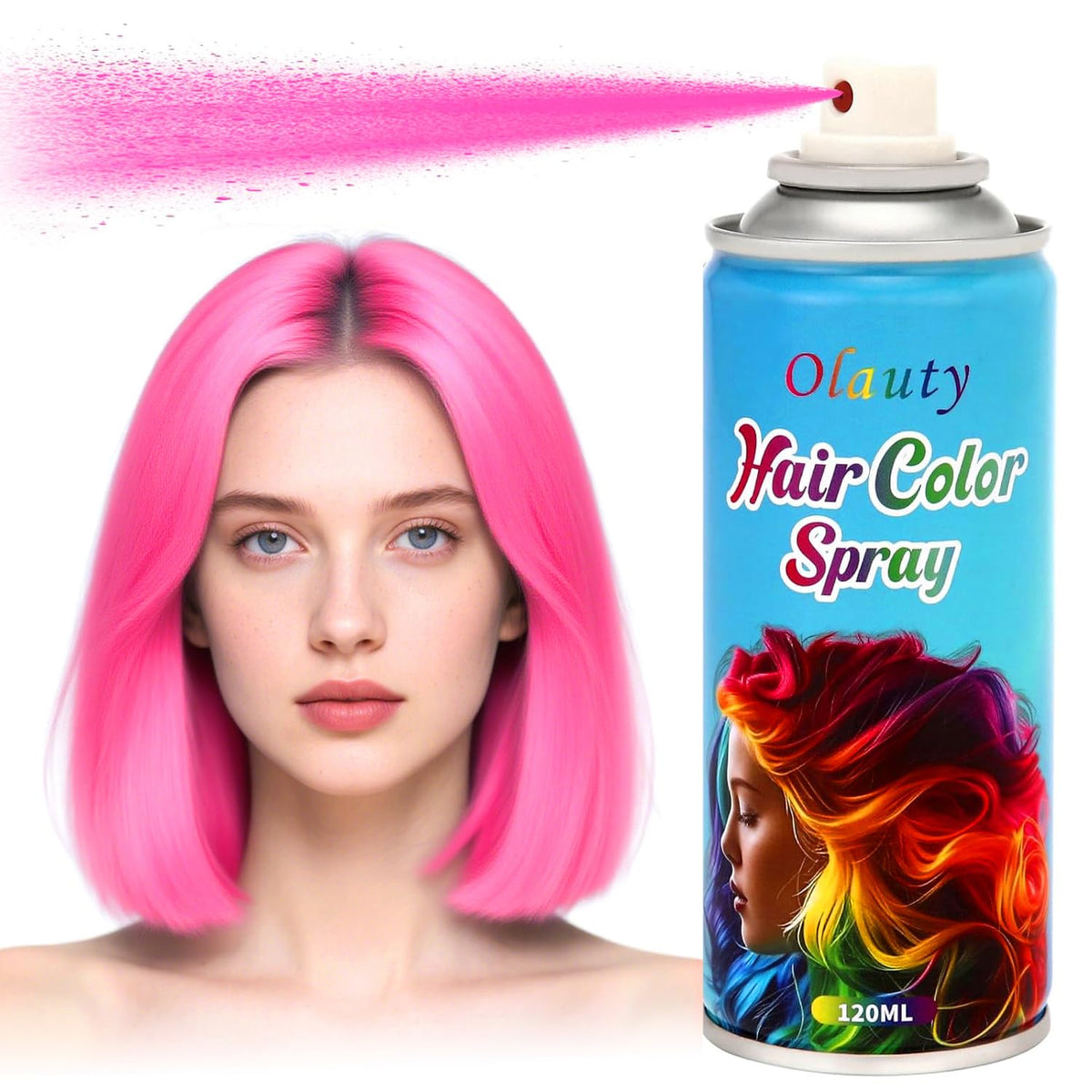 Pink Hair Spary, Temporary Hair Dye Spray For Kids Women Men, Washable One-Time Use Hair Color Wax