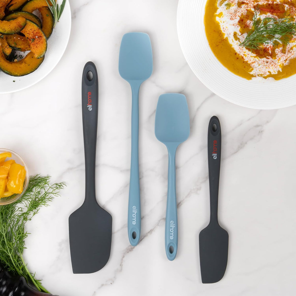 Elihome Skinny Silicone Spoonula - Non-Stick Heat Resistant Silicone Scraper Spatula for Mixing