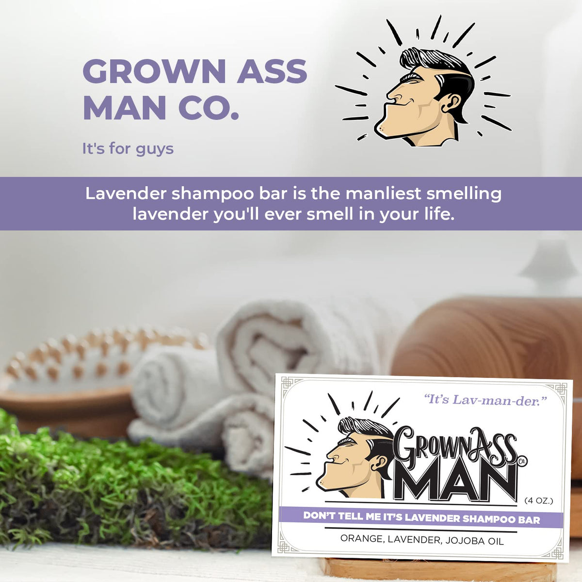 Solid Shampoo Bar Rich Lather 3 in 1: Hair, Beard & Body Wash - Plastic Free & Eco-Friendly
