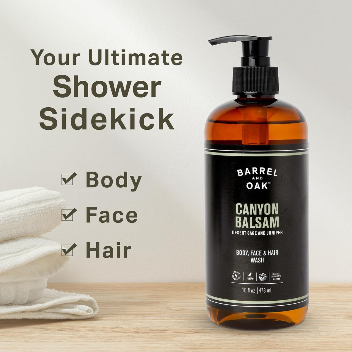 Barrel & Oak All-in-One Wash for Face, Hair, & Body, Vegan & Hydrating Face, Shampoo and Body Wash