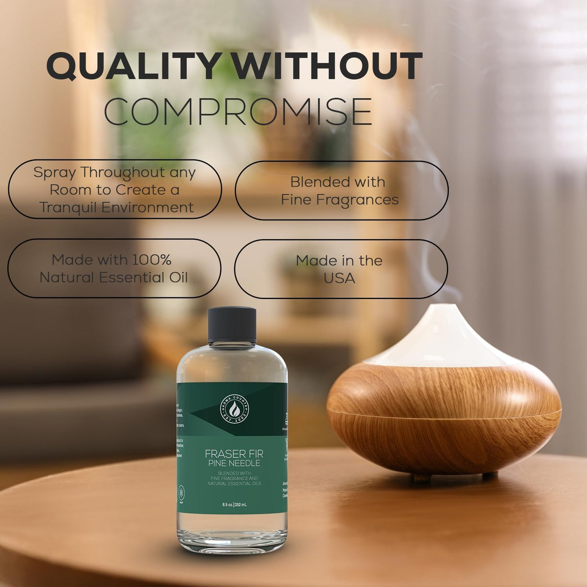 Aroma Country Fraser Fir Diffuser Oil - Luxury Essential Oils for Diffuser Refill & Air Freshener