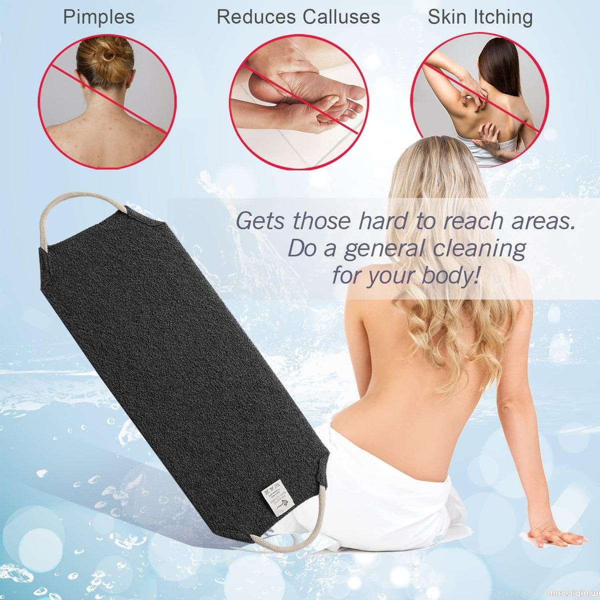 Evridwear Exfoliating Back Scrubber with Handles Two Sides for Body Shower Deep Cleans Skin