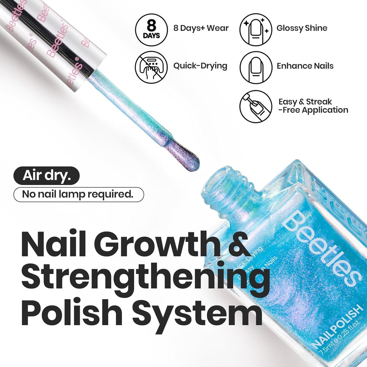 Beetles Chameleon Nail Polish Set, 6 Colors Dreamy Pastel Quick Dry Nail Polish,Glitter Colors