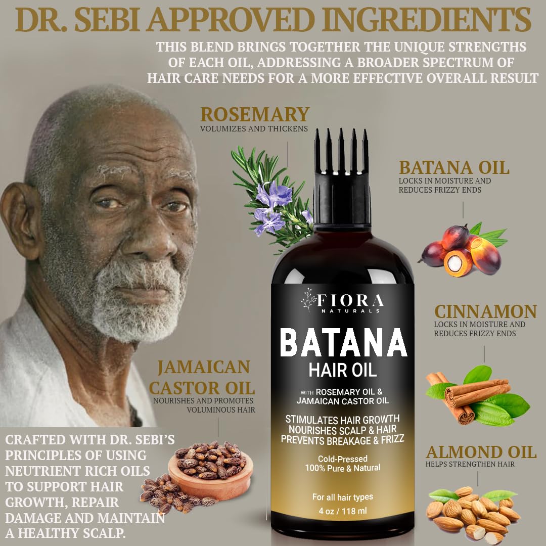 Batana Rosemary Oil For Hair Growth - Dr Sebi Organic Hair Growth Oil For Thickening, Deep