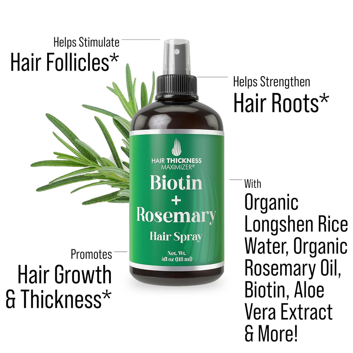 Biotin + Rosemary Oil Spray For Hair Growth. Vegan Leave In Conditioner For Women, Men. Strengthens