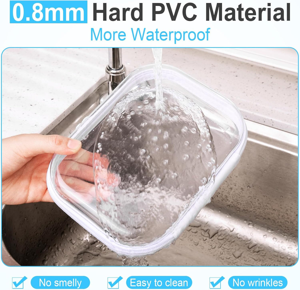 Sanwuta 6 Pcs Clear Hard Zipper Case Pencil Pouches Hard Plastic Zipper Pouches Makeup Bag