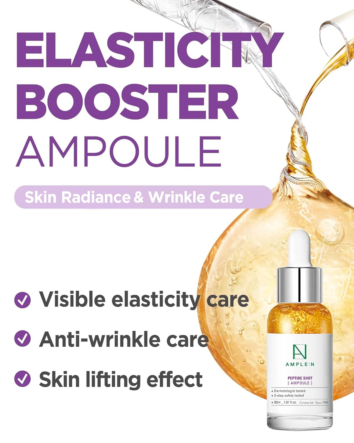 AMPLE:N Peptide Shot Ampoule - Anti-Aging Face Ampoule with Peptide Threads to Minimize Wrinkles