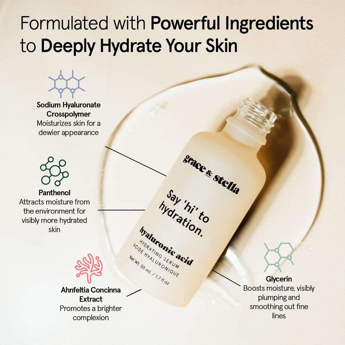 grace & stella Award Winning Hyaluronic Acid Serum (10ml/0.34 fl oz) Hyaluronic Acid Serum for Face