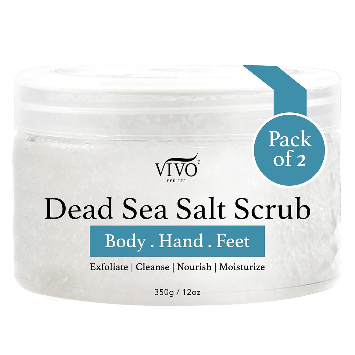 Vivo Per Lei Dead Sea Salt Scrub - Body Exfoliating Scrub with Dead Sea Minerals - For Hands, Feet