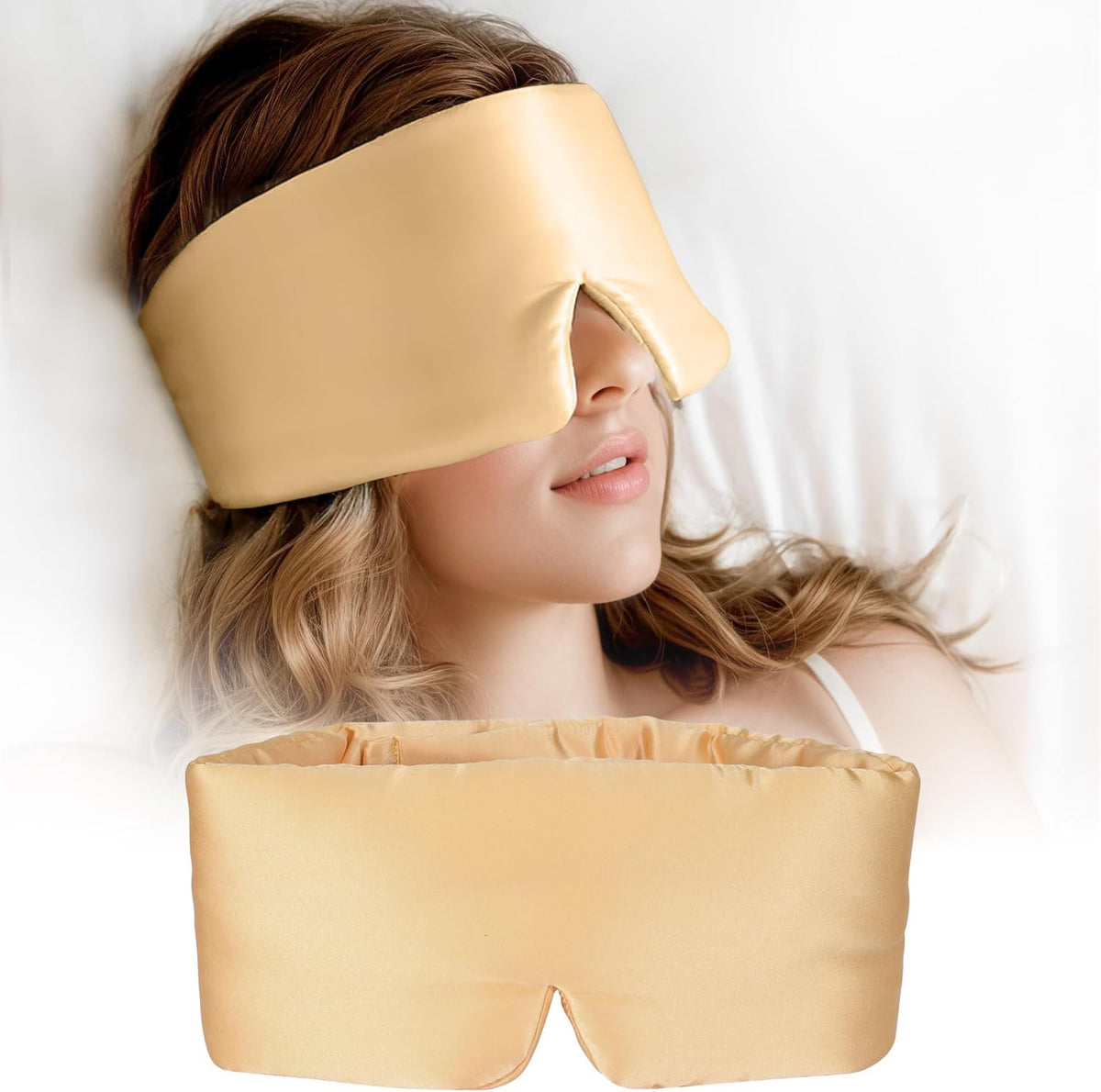 Silk Sleep Mask for Women and Men, Side Sleeper, 22 Momme Pure Mulberry Silk Total Blackout 100%