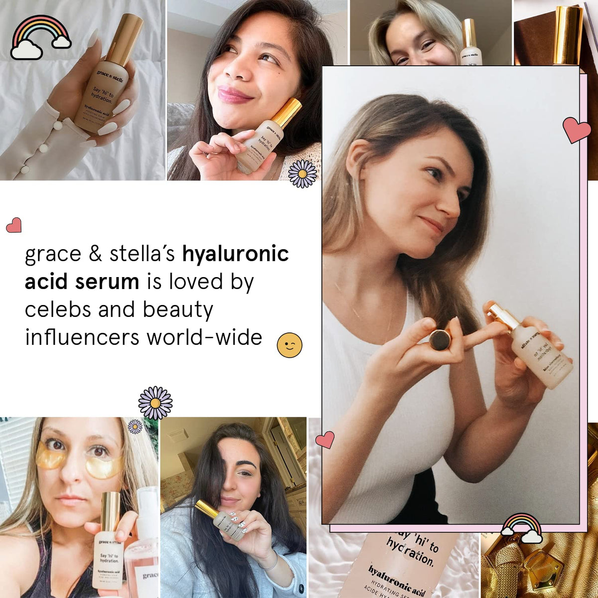 grace & stella Award Winning Hyaluronic Acid Serum (50ml/1.7 fl oz) Hydrating Hyaluronic Acid Serum