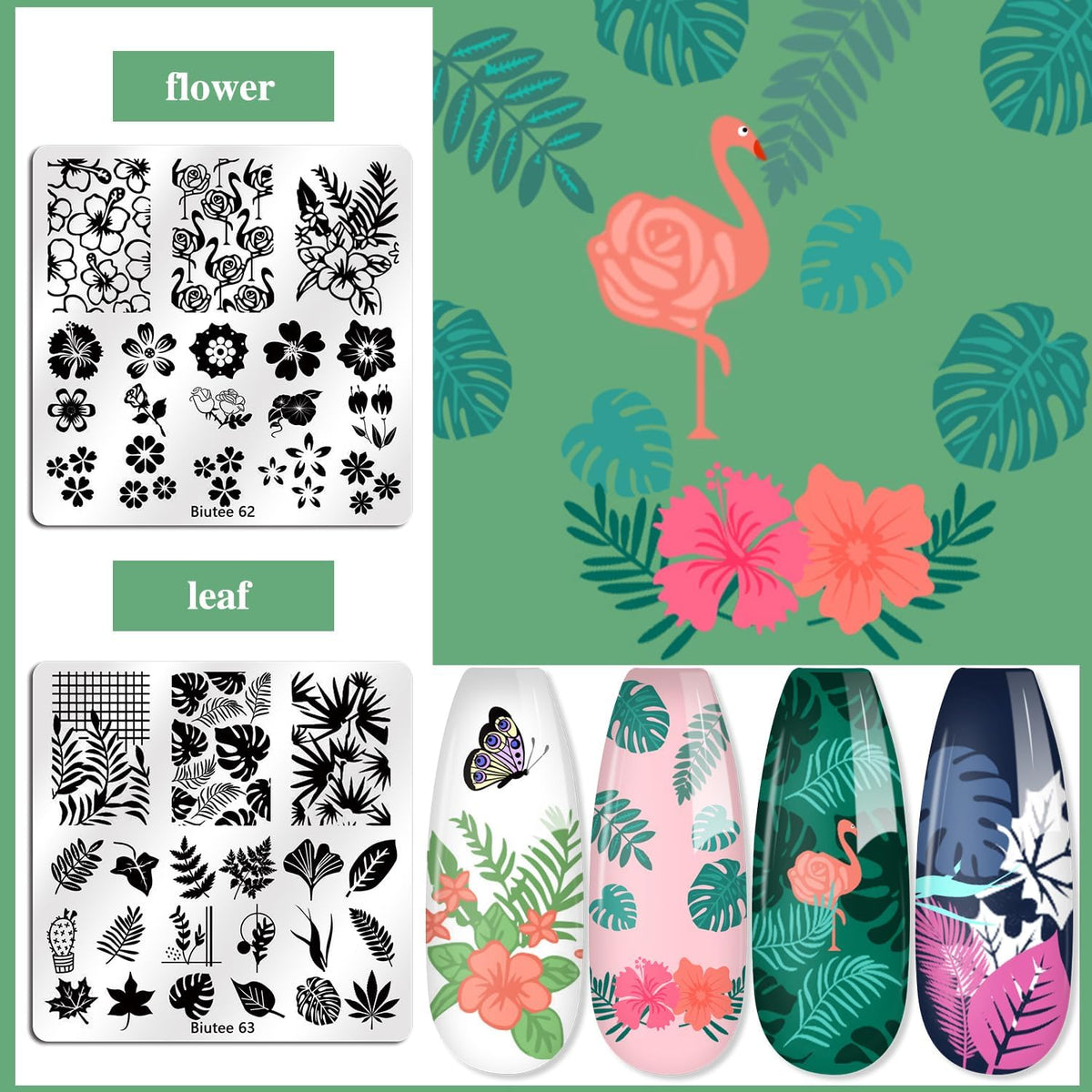 Biutee Nail Stamper Kit 15pcs Nail Art Stamp Plate 8pcs Stamp Gel Polish 1pcs Nail Stamper Scraper