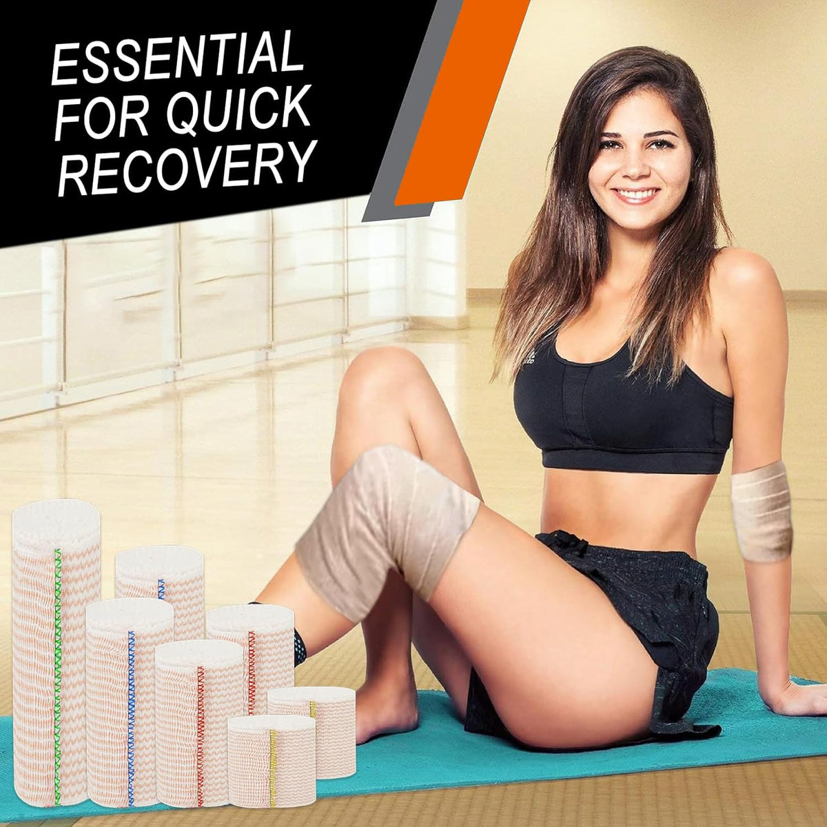 Premium Elastic Bandage Wrap 6 inch 10 Pack Reusable Versatile Self-Closing Compression Bandage