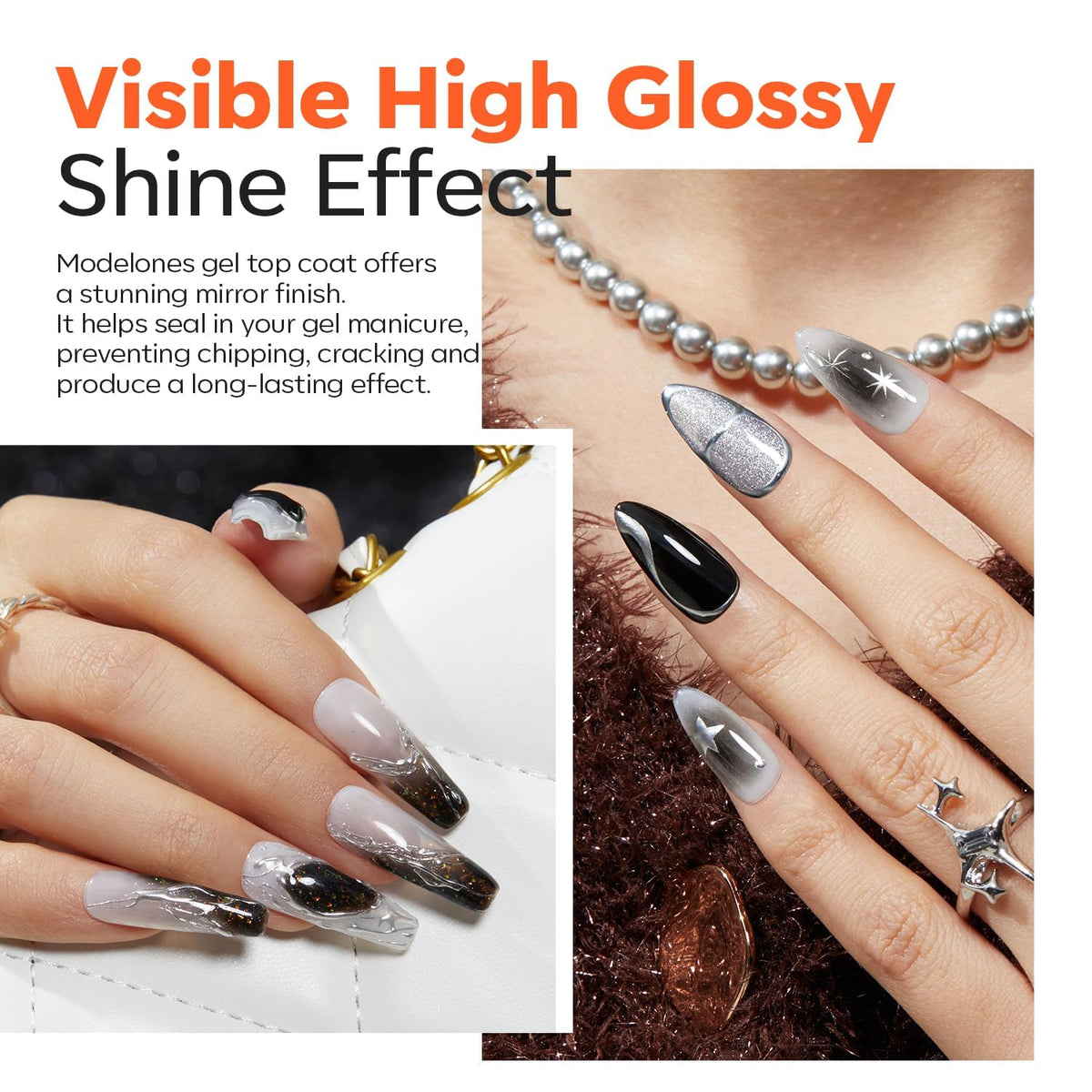 modelones Gel Top Coat, 100ml No Wipe Extra Glossy Top Coat Gel Nail Polish Long-Lasting High Gloss