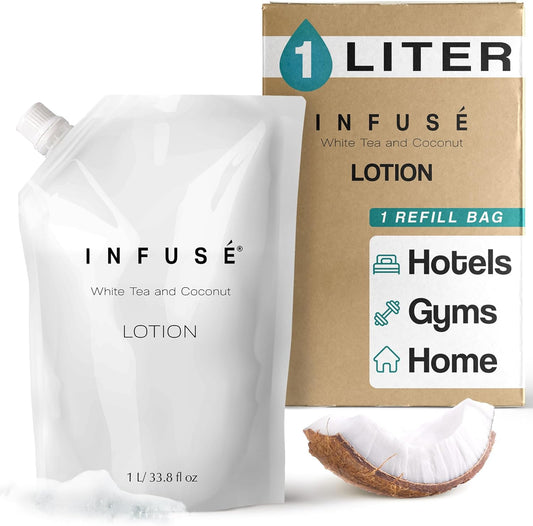 1 Liter Lotion Refill Bag For Soap Dispensers | Bulk Toiletries for Vacation Rentals, and Home